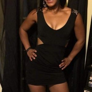 Cutout black evening dress